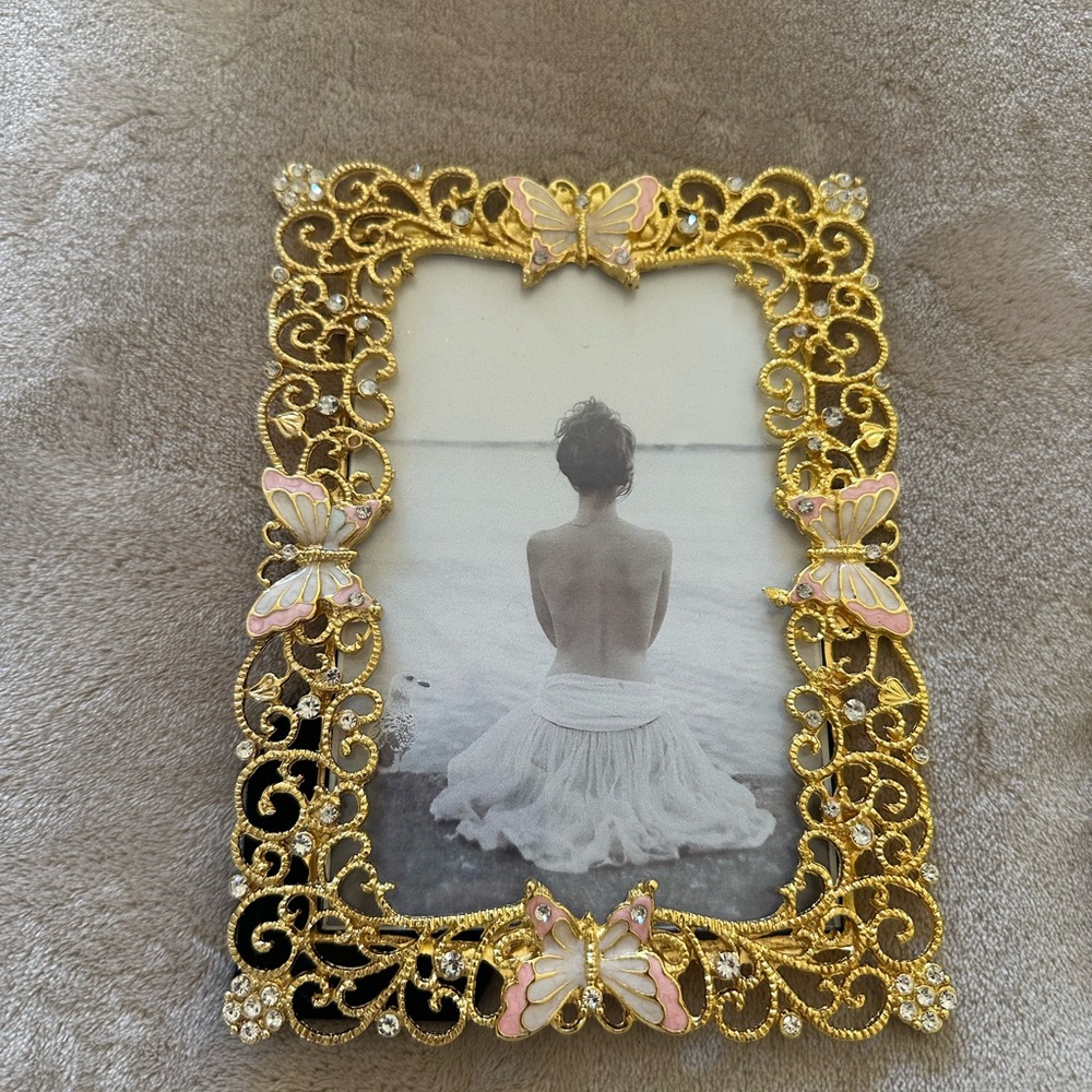 Addison Ross Gold and Pink Butterfly Frame